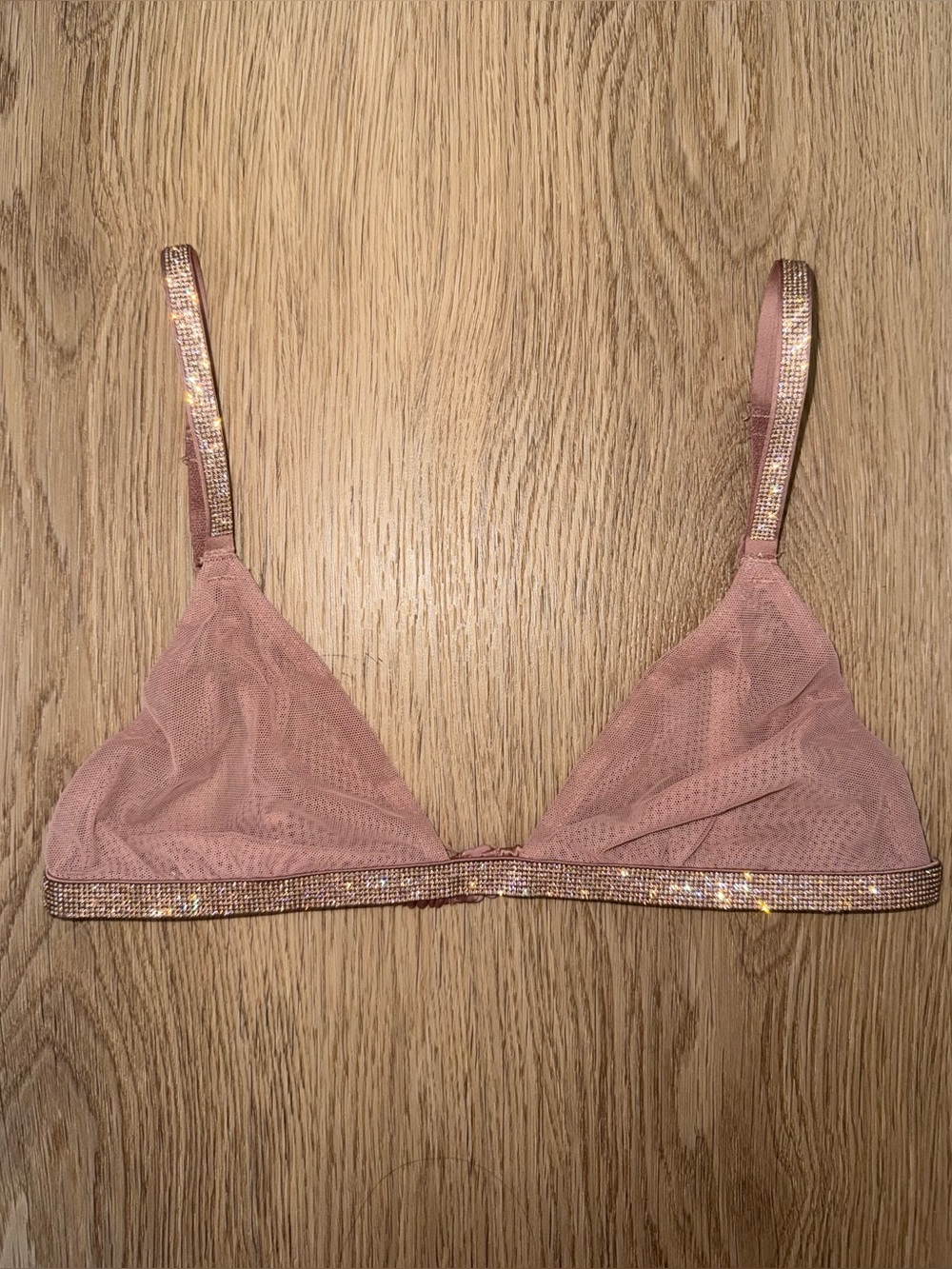 Victoria's Secret Sheer Shine Triangle Bralette with rhinestone trim XS